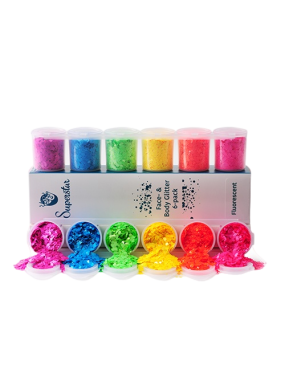 Superstar Sixpack Fluorescent Chunky Glitter Mix 6-pack