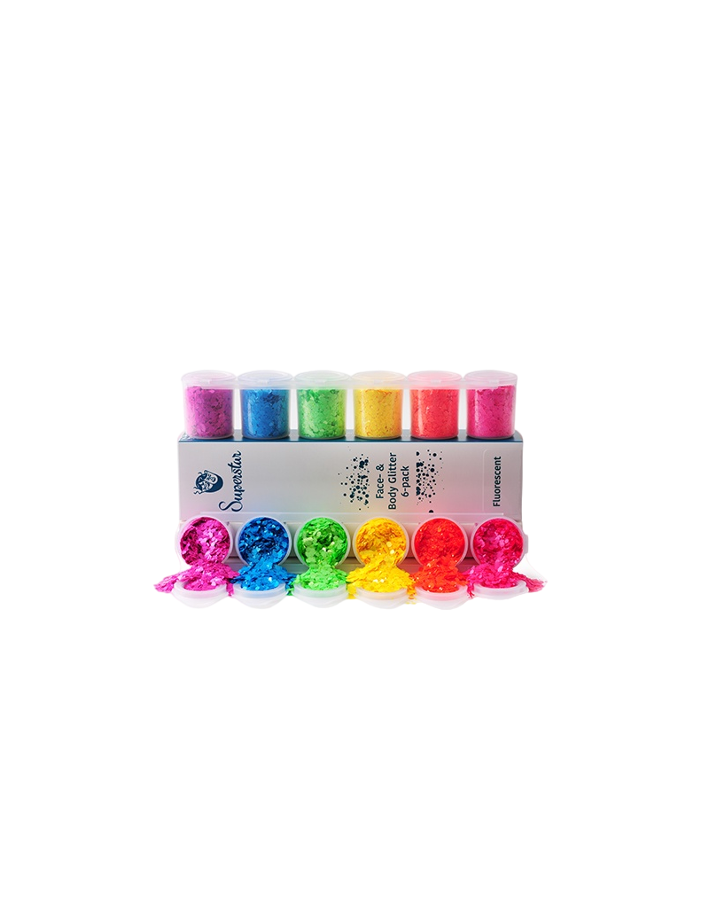 Superstar Sixpack Fluorescent Chunky Glitter Mix 6-pack