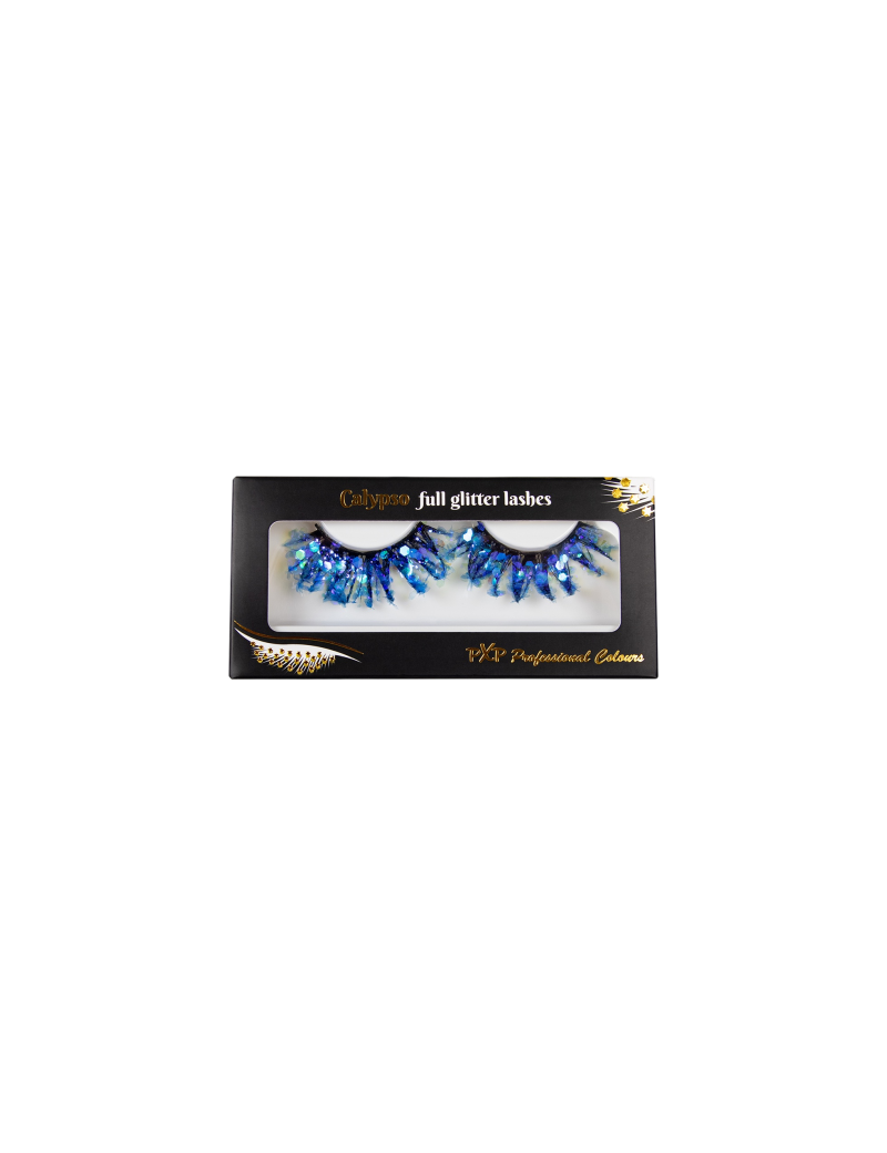 PXP Blauw Fluoriserende glitter wimpers Calypso stijl