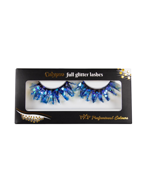 PXP Blauw Fluoriserende glitter wimpers Calypso stijl