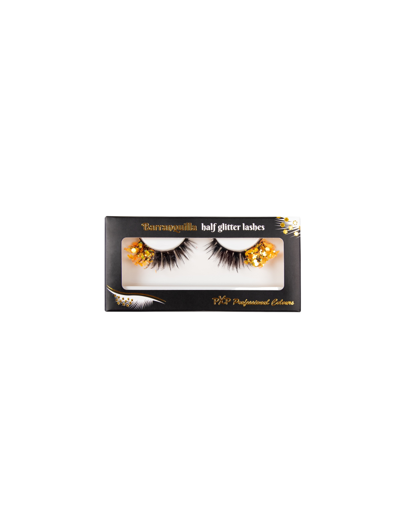 PXP Oranje Fluoriserende glitter wimpers Barranquilla stijl