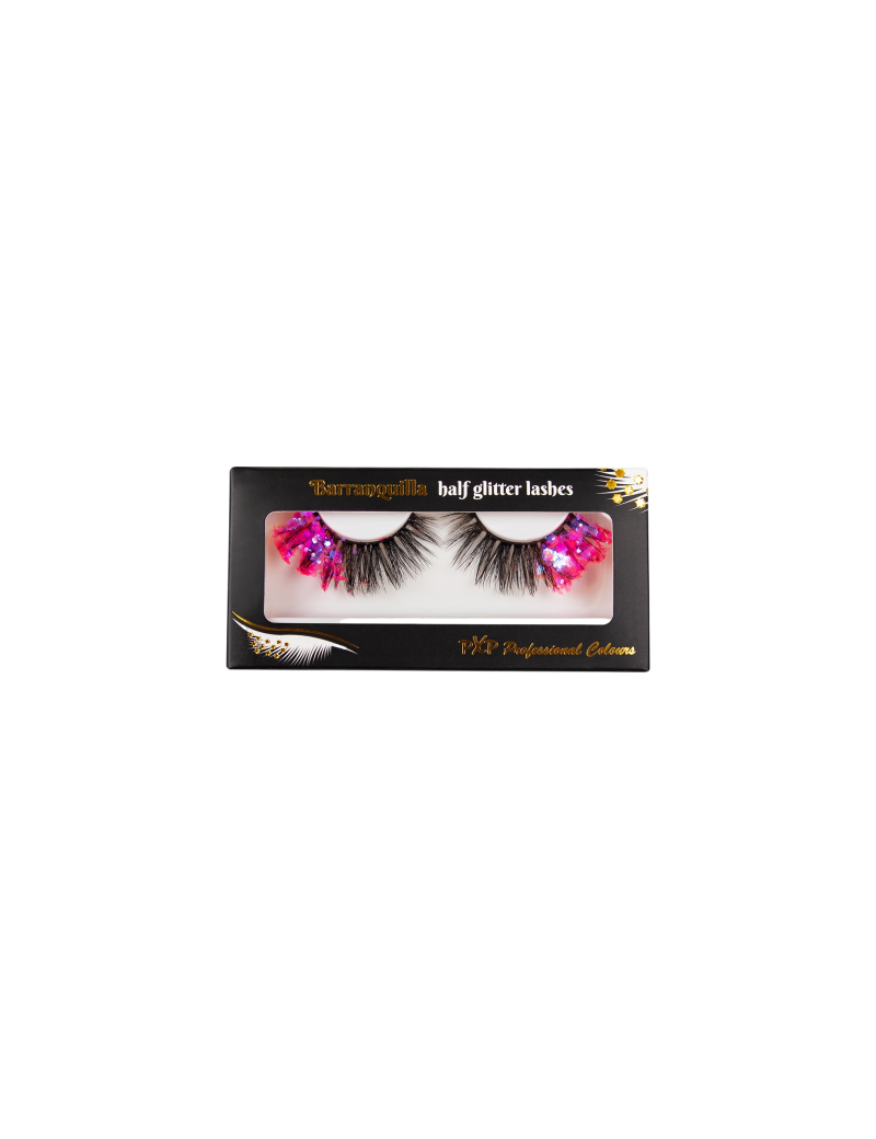 PXP Hotpink Fluoriserende glitter wimpers Barranquilla stijl