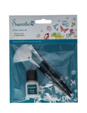 Superstar Penseel & Lijm set voor glitter tattoo