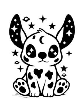 Quick Tattoo Glittersjabloon cosmic puppy