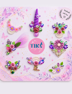 Blingkaart Fairy Flower Garden Paars - 8 stuks