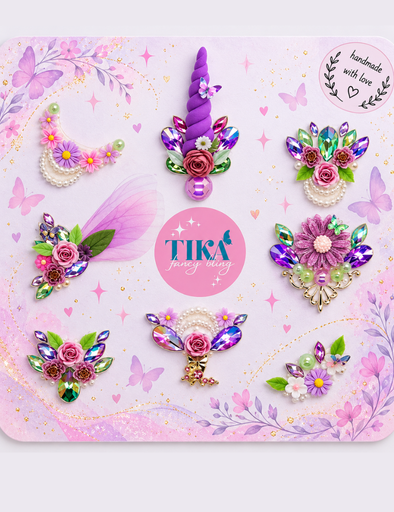 Blingkaart Fairy Flower Garden Paars - 8 stuks
